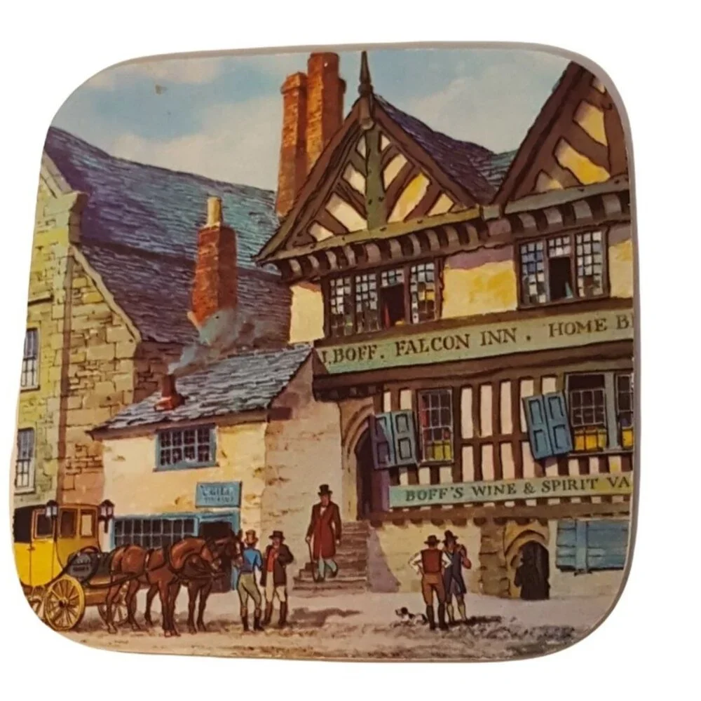 Pimpernel Coasters Vintage‎ English Inns Set of 6 Acrylic Cork England